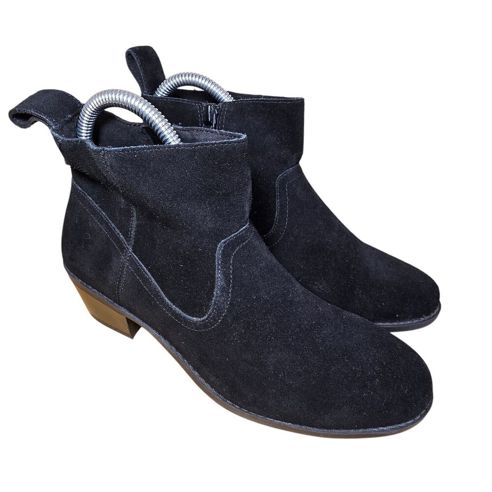 Vionic Vera Black Suede Water Resistant Ankle Boots Booties - Womens Sz 6